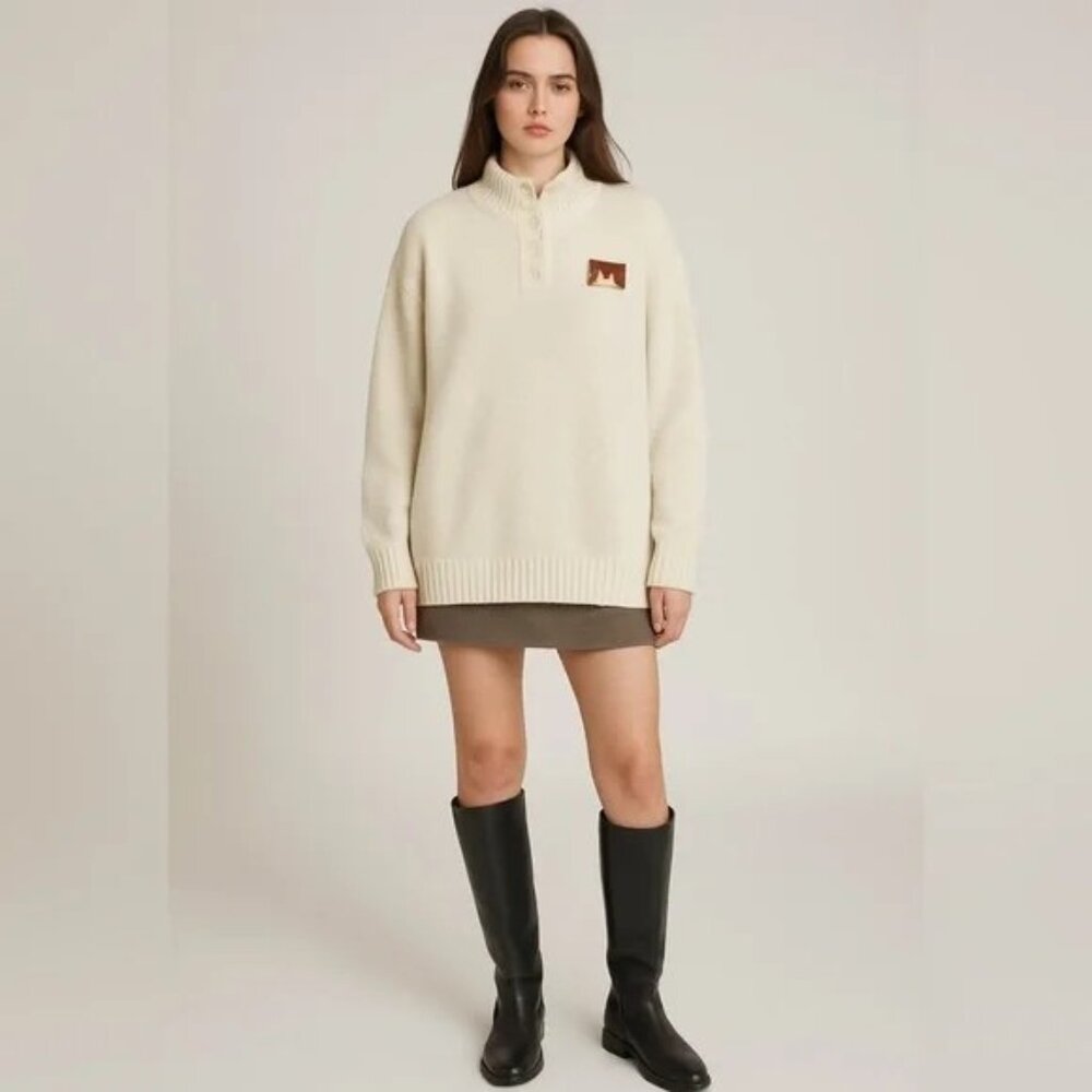 13DE MARZO Butterfly Patch Polo Sweater